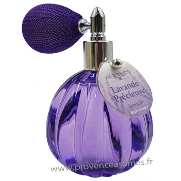 Eau de toilette LAVANDE PRÉCIEUSE 60 ml flacon facettes rétro avec poire Esprit Provence