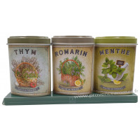 Coffret 3 petites Boîtes Thym - Romarin - Menthe déco rétro Esprit Provence