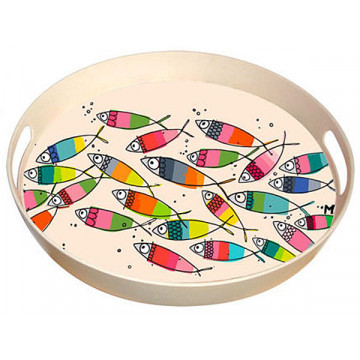 Plateau rond bambou DANSE DES POISSONS Foxtrot collection