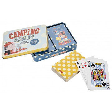 Boîte de 2 jeux de cartes CAMPING PAS UN RADIS Natives déco rétro vintage