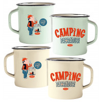 2 Mugs en émail CAMPING PAS UN RADIS Natives déco rétro vintage