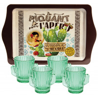 Plateau à Shots Crâne En Bois - Avec 4 Trous Pour Verres, Bol à Citron Et Rebord Sel - 20x30 Cm - Pour Bar, Fête, Décoration