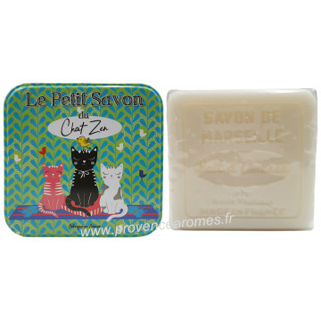 Boîte carrée déco Le petit savon du chat Zen et son savon au Lait d'ânesse