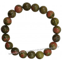 Bracelet en Unakite pierre naturelle perles rondes 10 mm