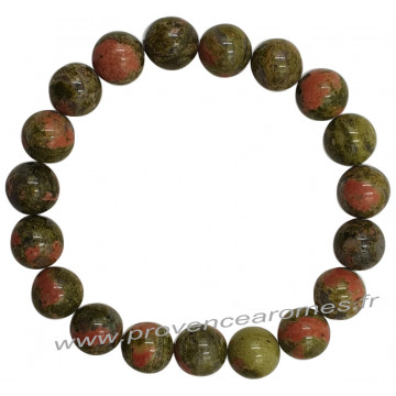 Bracelet en Unakite pierre naturelle perles rondes 10 mm