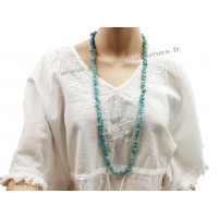 Collier Sautoir en Amazonite pierre naturelle collier baroque pierres brutes