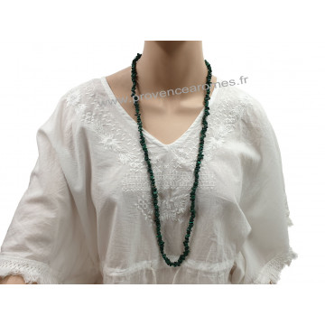 Collier Sautoir en Malachite pierre naturelle collier baroque pierres brutes