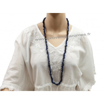 Collier Sautoir en Sodalite pierre naturelle collier baroque pierres brutes