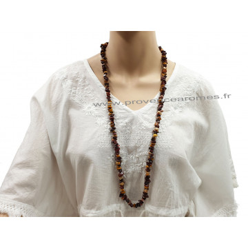 Collier Sautoir en Jaspe Mokaïte pierre naturelle collier baroque pierres brutes