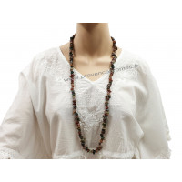 Collier Sautoir en Jaspe Héliotrope pierre naturelle collier baroque pierres brutes