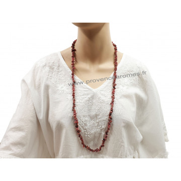 Collier Sautoir en Rhodonite pierre naturelle collier baroque pierres brutes