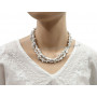 Collier Sautoir en Howlite blanche pierre naturelle collier baroque pierres brutes