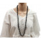 Collier Sautoir en Obsidienne Flocons de neige pierre naturelle collier baroque pierres brutes