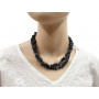 Collier Sautoir en Obsidienne Flocons de neige pierre naturelle collier baroque pierres brutes