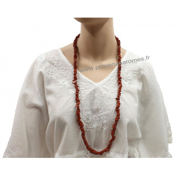 Collier Sautoir en Jaspe Rouge pierre naturelle collier baroque pierres brutes