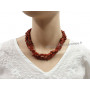 Collier Sautoir en Jaspe Rouge pierre naturelle collier baroque pierres brutes