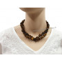 Collier Sautoir en Oeil de tigre pierre naturelle collier baroque pierres brutes