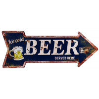 Plaque flèche métal BEER 19 x 50 cm déco rétro vintage