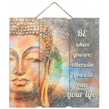 Panneau en bois BOUDDHA 40 x 40 BE WHERE YOU ARE