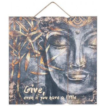 Panneau en bois BOUDDHA 40 x 40 GIVE EVEN IF YOU HAVE A LITTLE