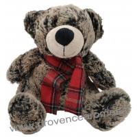 Peluche Ours Chiné avec écharpe rouge GM