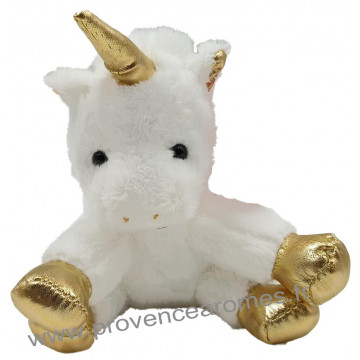 Peluche LICORNE blanche et dorée 15 cm