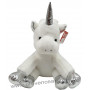 Peluche LICORNE blanche et argentée 25 cm