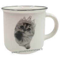 Mug blanc princesse chaton avec diadème