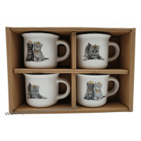 Coffret 4 tasses à café chatons avec couronnes