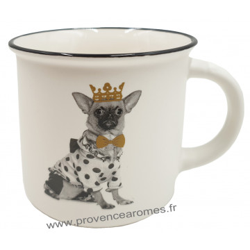 Mug blanc chiwawa avec sa couronne