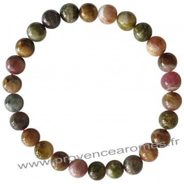 Bracelet en Tourmaline multicolore pierre naturelle perles rondes 6-7 mm