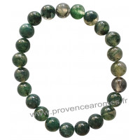 Bracelet en Agate Mousse naturelle perles rondes 8-9 mm