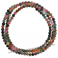 Collier ou triple Bracelet en Tourmaline multicolore pierre naturelle perles rondes 3-4 mm