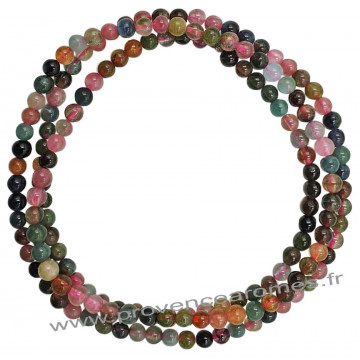 Collier ou triple Bracelet en Tourmaline multicolore pierre naturelle perles rondes 3-4 mm