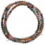 Collier ou triple Bracelet en Tourmaline multicolore pierre naturelle perles rondes 3-4 mm