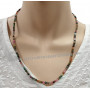Collier ou triple Bracelet en Tourmaline multicolore pierre naturelle perles rondes 3-4 mm