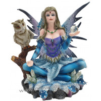 Figurine La fée de l'hivers et le Hibou 13 cm