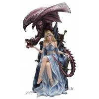 Figurine La Reine sur son trône et le dragon 39 cm
