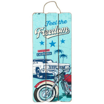 Panneau en bois California Feel the freedom déco rétro Vintage
