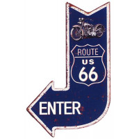 Plaque Flèche métal Route 66 Enter 40 x 25 cm déco rétro vintage