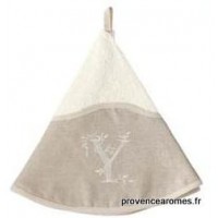 serviette main ronde brodée personnalisée initiale lettre X