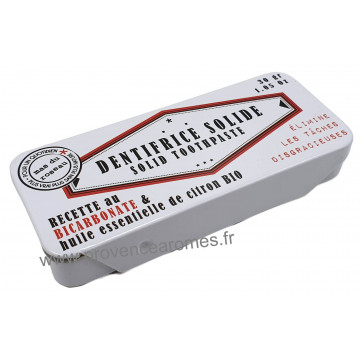 Dentifrice solide au bicarbonate et huile essentielle de citron Bio Mas du roseau