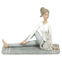 Figurine YOGA avec chaton position Torsade Matsyendra