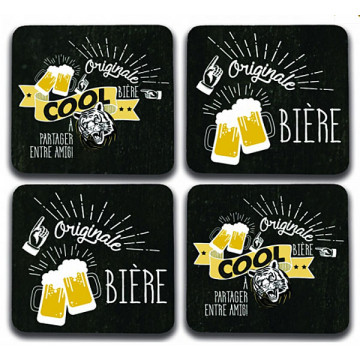 4 Dessous de verre ORIGINALE BIÈRE COOL