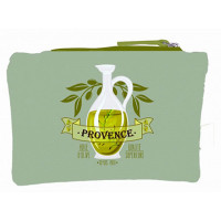 Pochette coton HUILE D'OLIVE SUPÉRIEUR DE PROVENCE fond vert