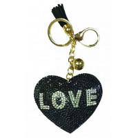 Porte clés LOVE CŒUR NOIR porte-clé strass