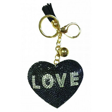 Porte clés LOVE CŒUR NOIR porte-clé strass