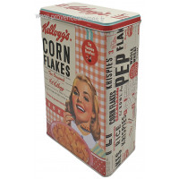 Boîte haute métal Kellogg's CORN FLAKES Pin-up blonde rétro vintage collection