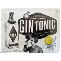 Plaque métal GIN TONIC 20 x 15 cm déco rétro vintage