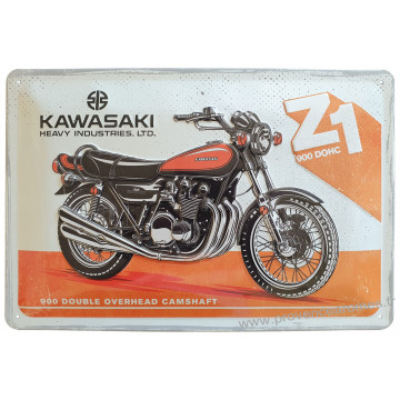 Plaque métal KAWASAKI Z1 900 DOHC 30 x 20 cm déco rétro vintage